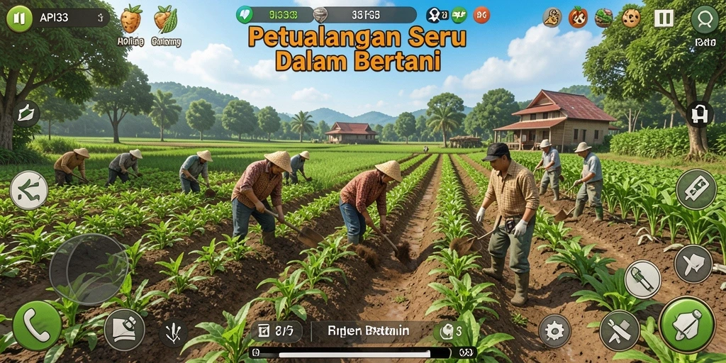 Tampilan antarmuka seru dalam game Bertani.