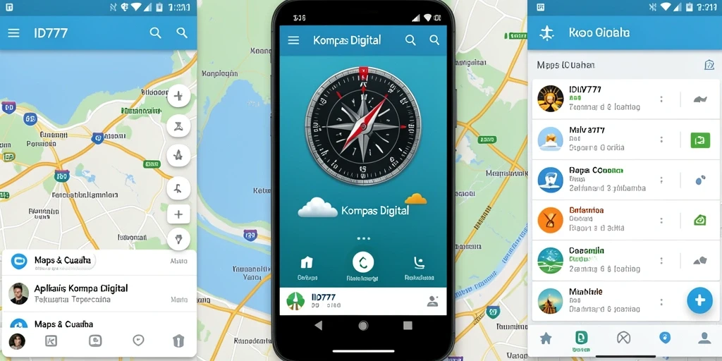 Antarmuka ID777 menampilkan kompas digital yang jelas dan informatif.