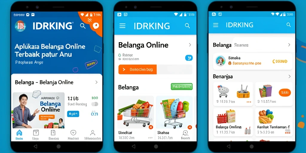 Tampilan antarmuka aplikasi IDRKING untuk belanja online.
