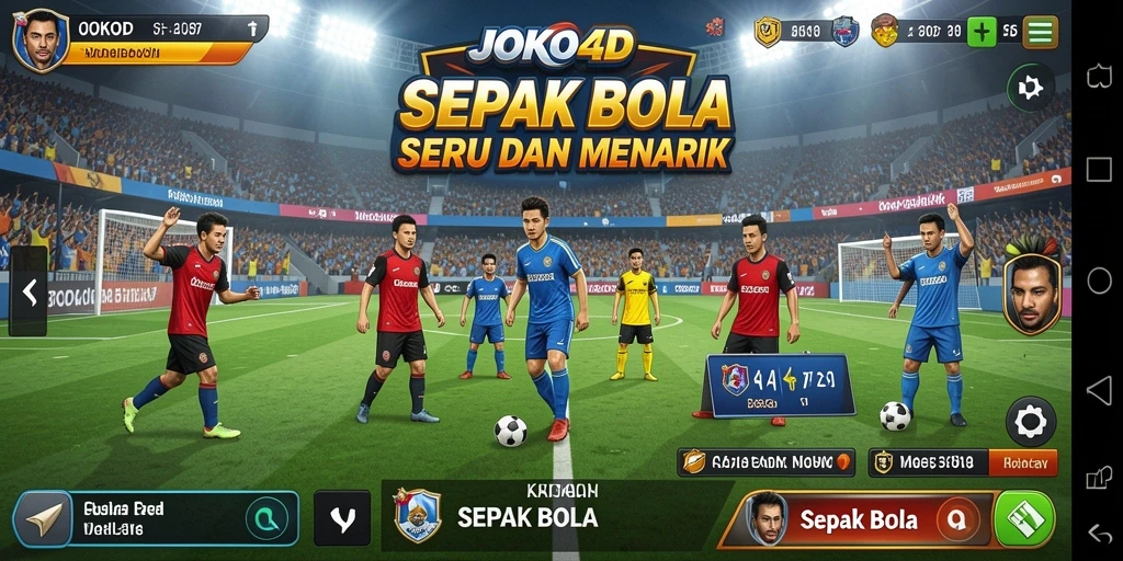 Tampilan antarmuka game JOKO4D dengan grafis sepak bola yang menakjubkan.
